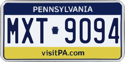 PA license plate MXT9094