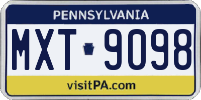 PA license plate MXT9098
