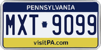 PA license plate MXT9099