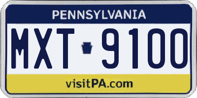 PA license plate MXT9100