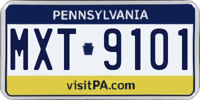 PA license plate MXT9101