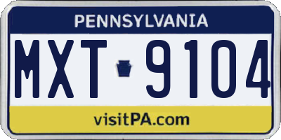 PA license plate MXT9104