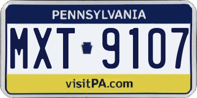 PA license plate MXT9107