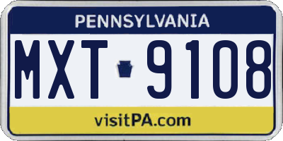 PA license plate MXT9108