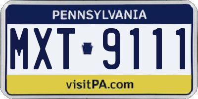 PA license plate MXT9111