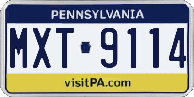 PA license plate MXT9114