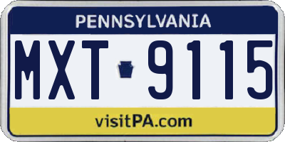 PA license plate MXT9115