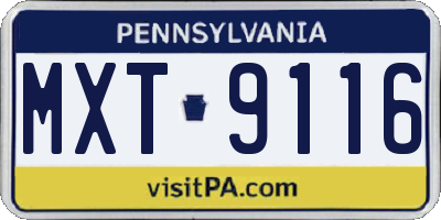 PA license plate MXT9116