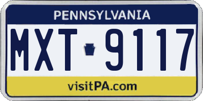 PA license plate MXT9117