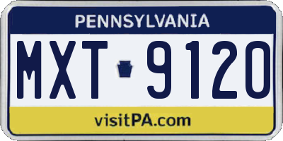 PA license plate MXT9120