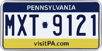PA license plate MXT9121