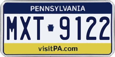 PA license plate MXT9122