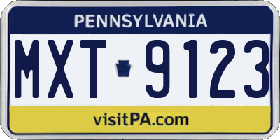 PA license plate MXT9123