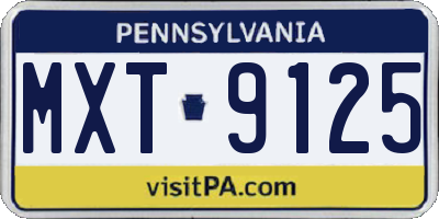 PA license plate MXT9125