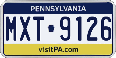 PA license plate MXT9126