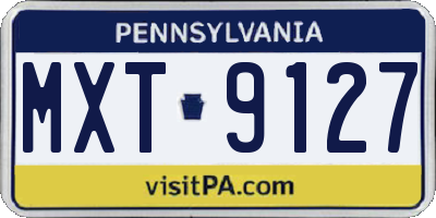PA license plate MXT9127