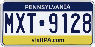 PA license plate MXT9128