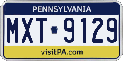 PA license plate MXT9129