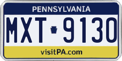 PA license plate MXT9130