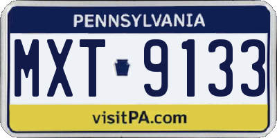 PA license plate MXT9133