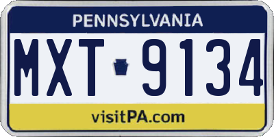 PA license plate MXT9134