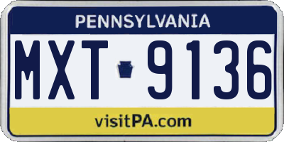 PA license plate MXT9136