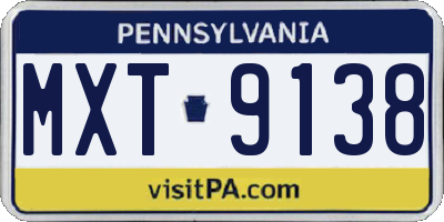 PA license plate MXT9138