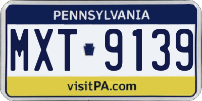 PA license plate MXT9139