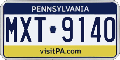 PA license plate MXT9140