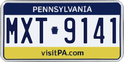 PA license plate MXT9141