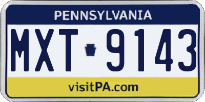 PA license plate MXT9143