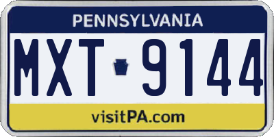 PA license plate MXT9144