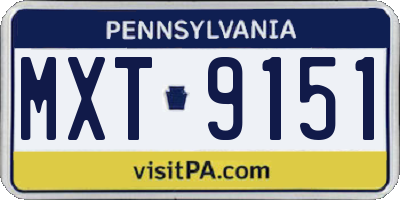 PA license plate MXT9151