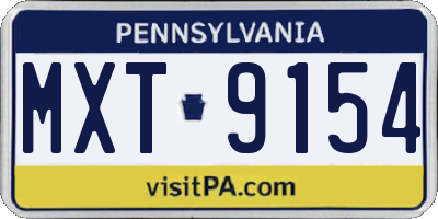 PA license plate MXT9154