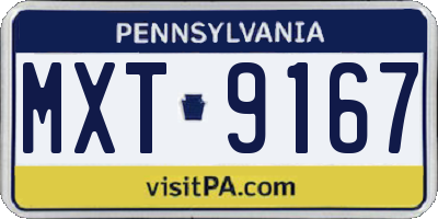 PA license plate MXT9167