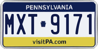 PA license plate MXT9171