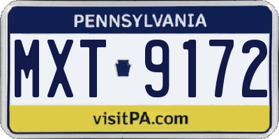 PA license plate MXT9172