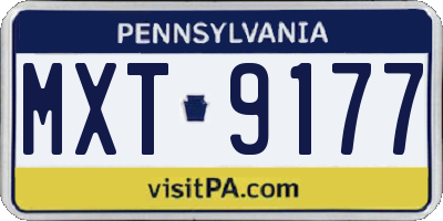 PA license plate MXT9177
