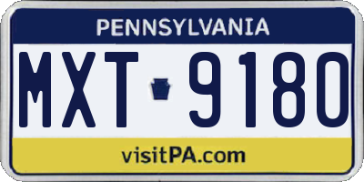 PA license plate MXT9180
