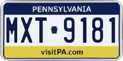 PA license plate MXT9181