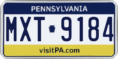 PA license plate MXT9184