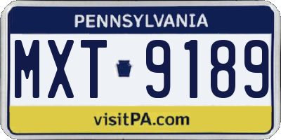PA license plate MXT9189