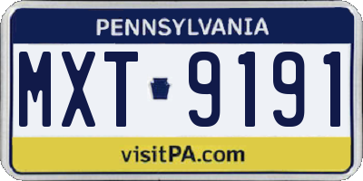 PA license plate MXT9191