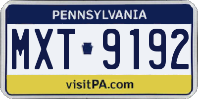PA license plate MXT9192