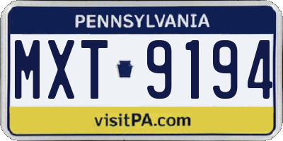 PA license plate MXT9194