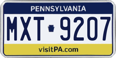 PA license plate MXT9207