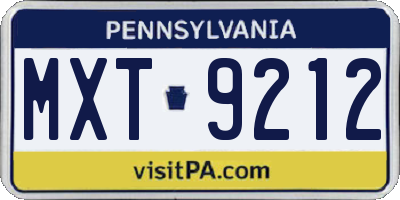 PA license plate MXT9212