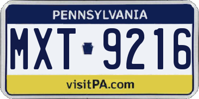 PA license plate MXT9216