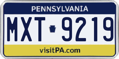 PA license plate MXT9219