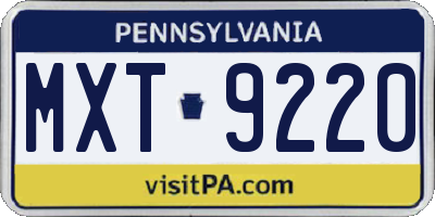PA license plate MXT9220